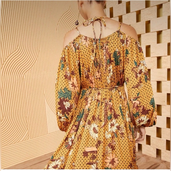 Ulla Johnson Noemi Cold Shoulder Floral Midi Dress Halterneck Size Petite - Picture 5 of 9